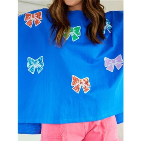 Sequin Bow Round Neck T-Shirt - Picture 3 of 9